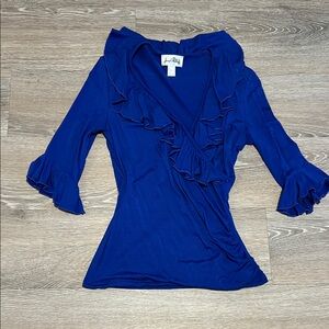 Joseph Ribkoff Royal Blue Ruffled Blouse